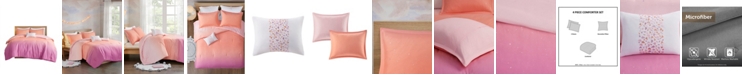 Natori Mi Zone Glimmer Full/Queen Metallic Glitter Printed Reversible Comforter, Set of 4